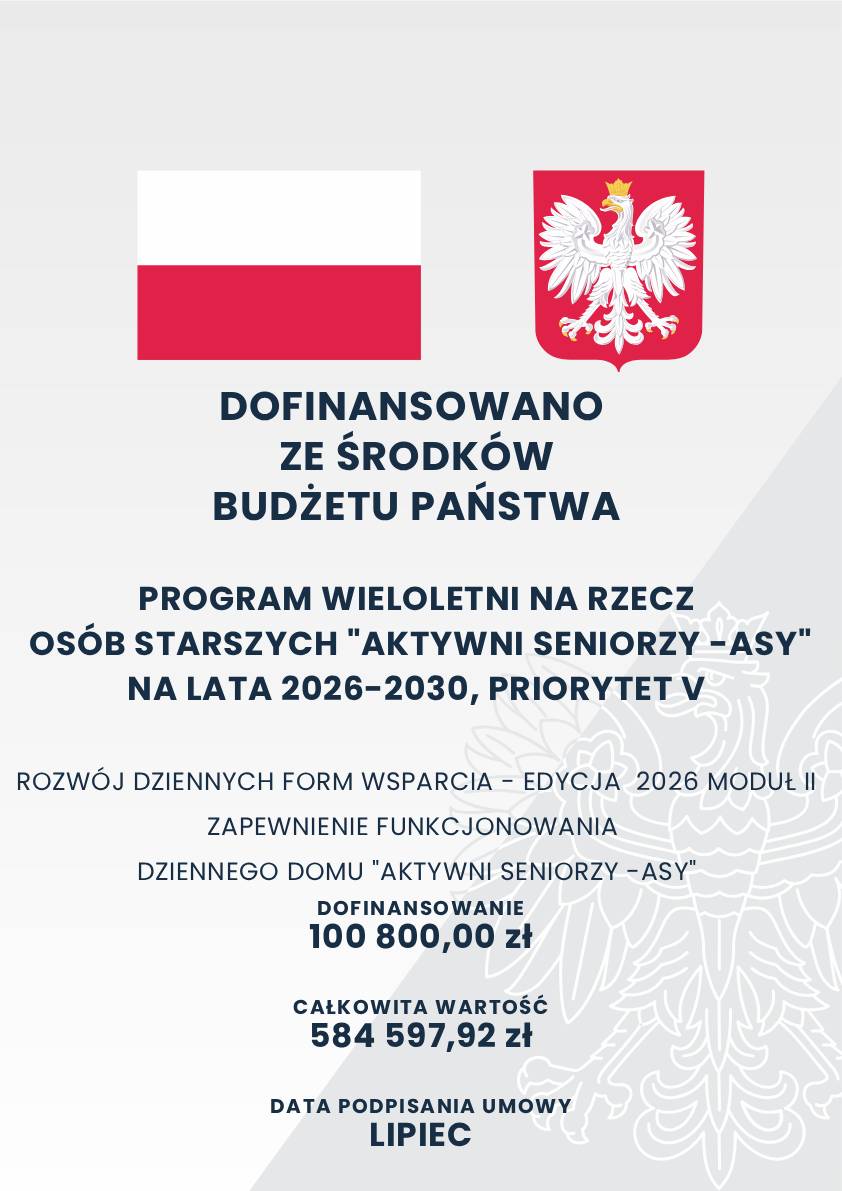 Plakat dofinansowania z kwotami