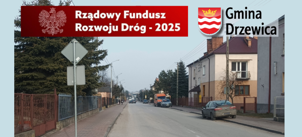 Zdjęcie przedstawiające ul. Braci Kobylańskich w Drzewicy, która będzie przebudowana dzięki pozyskaniu dofinansowania ze środków Rządowego Funduszu Rozwoju Dróg