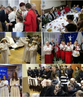 Kolaż dziewięciu zdjęć ze spotkań opłatkowo-noworocznych z 2025 roku