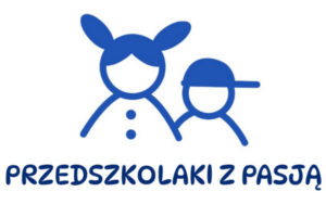 Obrazek przedstawia dwoje dzieci z napisem Przedszkolaki z pasją