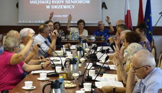 Głosowanie podczas II Sesji Miejskiej Rady Seniorów w Drzewicy