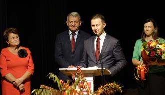 Głos zabiera Starosta Powiatu Opoczyńskiego Marcin Baranowski