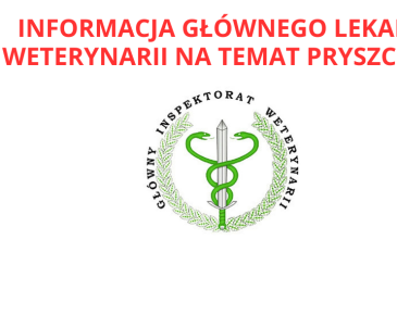 Na górze napis koloru czerwonego Informacja Głównego Lekarza Weterynarii na temat pryszczycy, na dole logo Głównego Inspektoratu Weterynarii