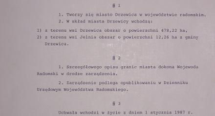 Uchwała Rady Państwa nadająca prawa miejskie Drzewicy 
